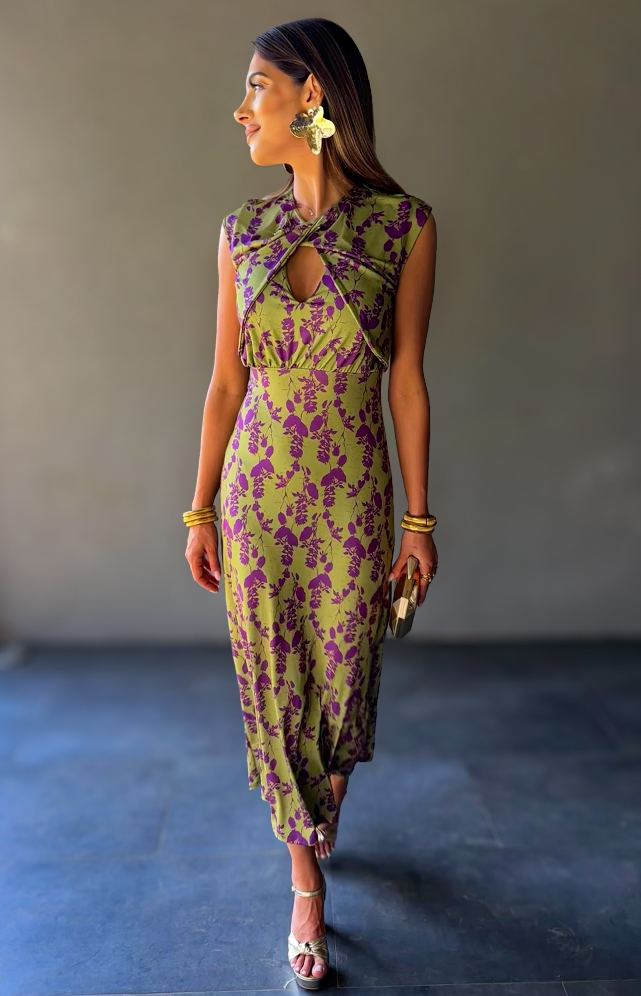 Miraya Olive Bloom Dress