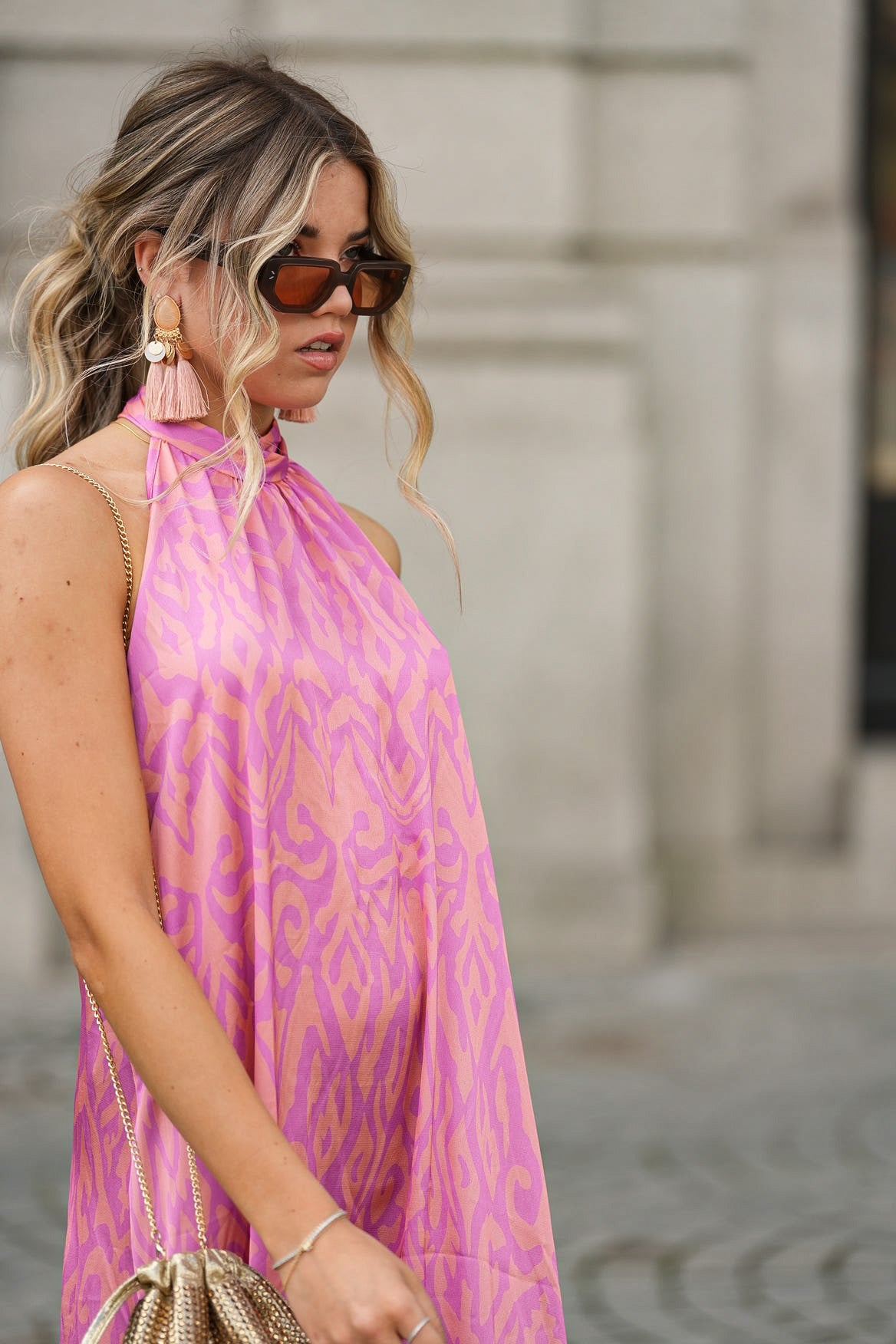 Ágata Coral Rosé Dress
